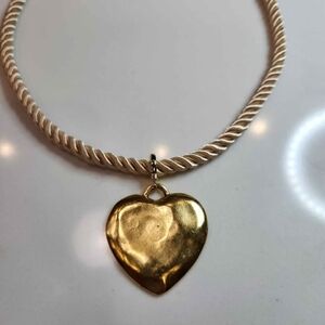 12K Gold Plated Pewter Heart Pendant Necklace Removable Pendant (Clips)
